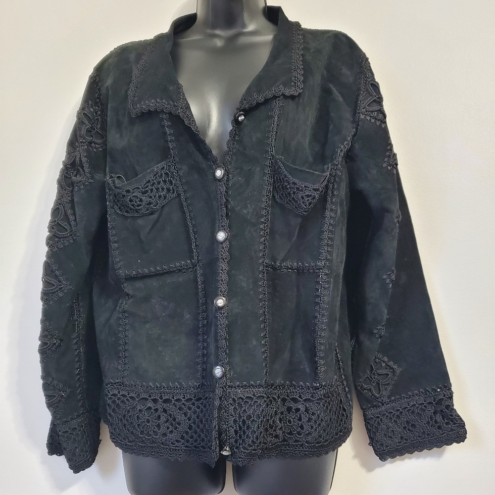 Elegant Black Lace-Trimmed Jacket